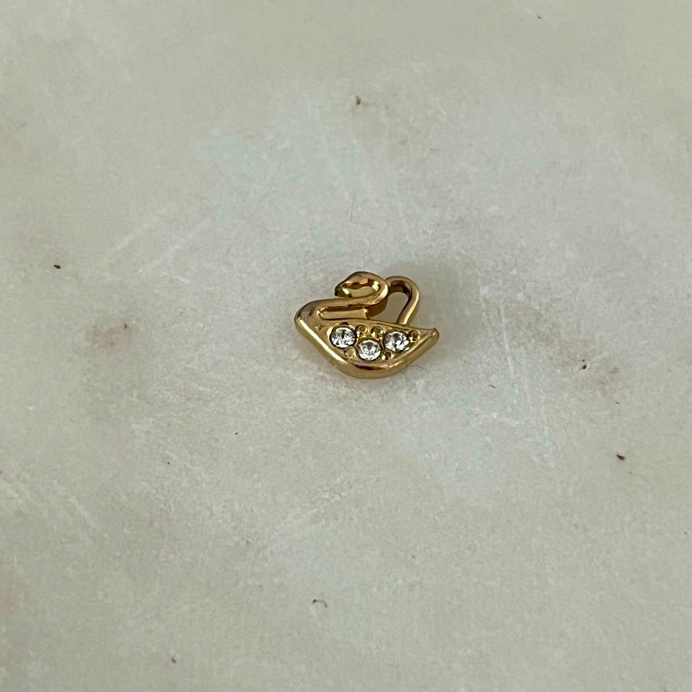 Swarovski swan with crystals gold-tone plated